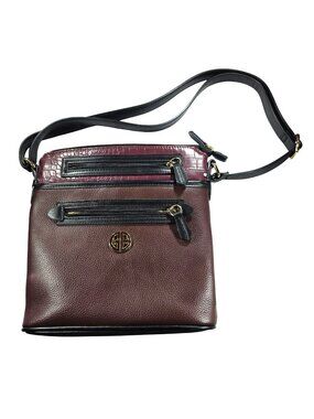 Giani Bernini Burgundy two tone Crossbody Bag Adjustable Strap Zipper Pockets